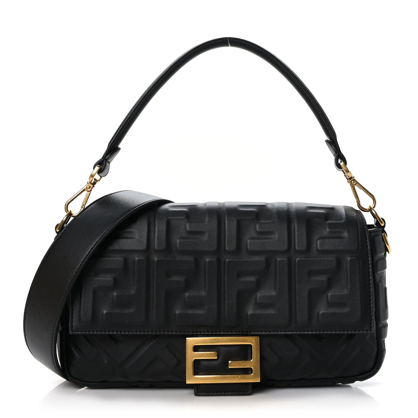 Nappa FF 1974 Embossed Baguette Black
