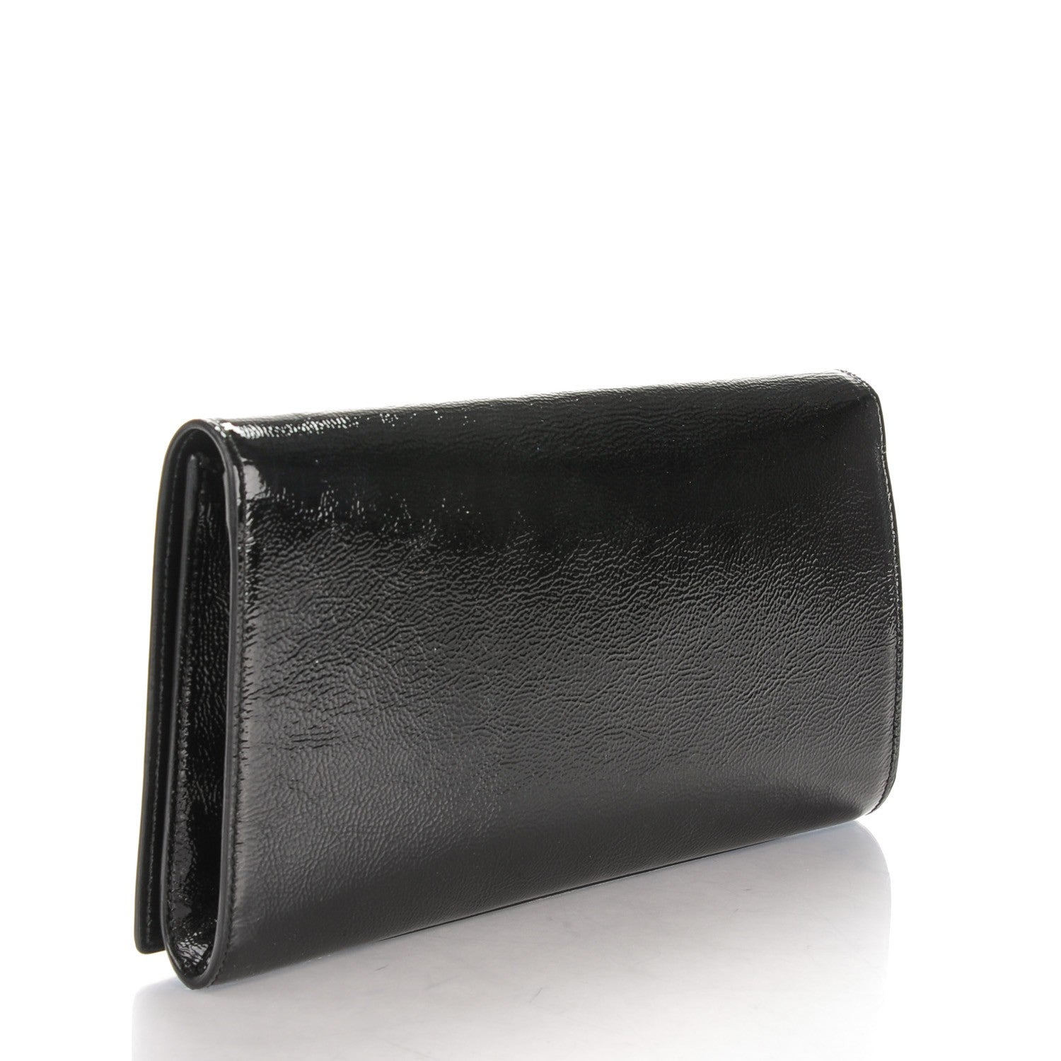 Saint Laurent Textured Patent Monogram Large Belle De Jour Clutch Black 3 of 8