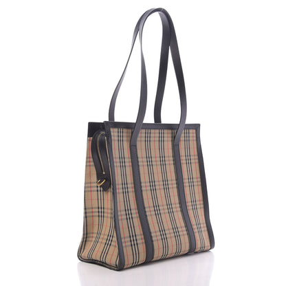 Burberry Calfskin 1983 Knight Check Link Medium Zip Tote Black 3 of 10