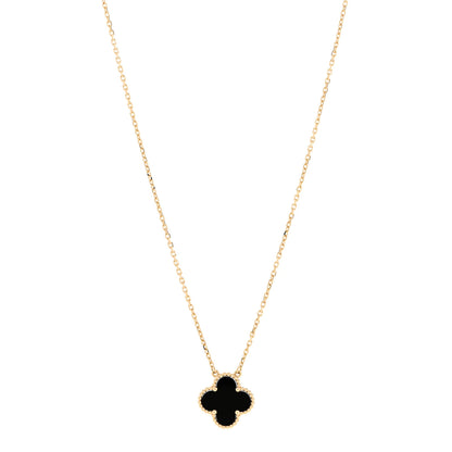 Van Cleef & Arpels 18K Yellow Gold Black Onyx Vintage Alhambra Pendant Necklace 1 of 6