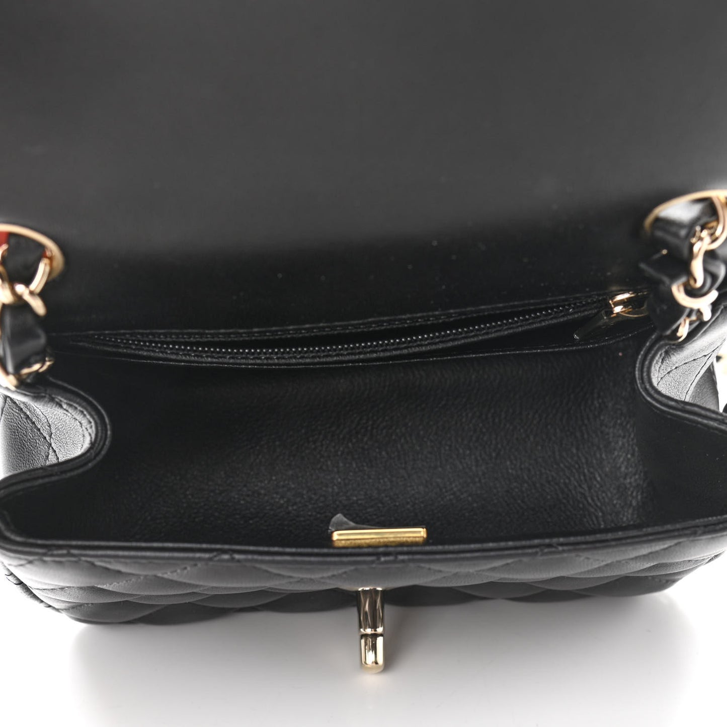 Lambskin Quilted Mini Square Flap Black