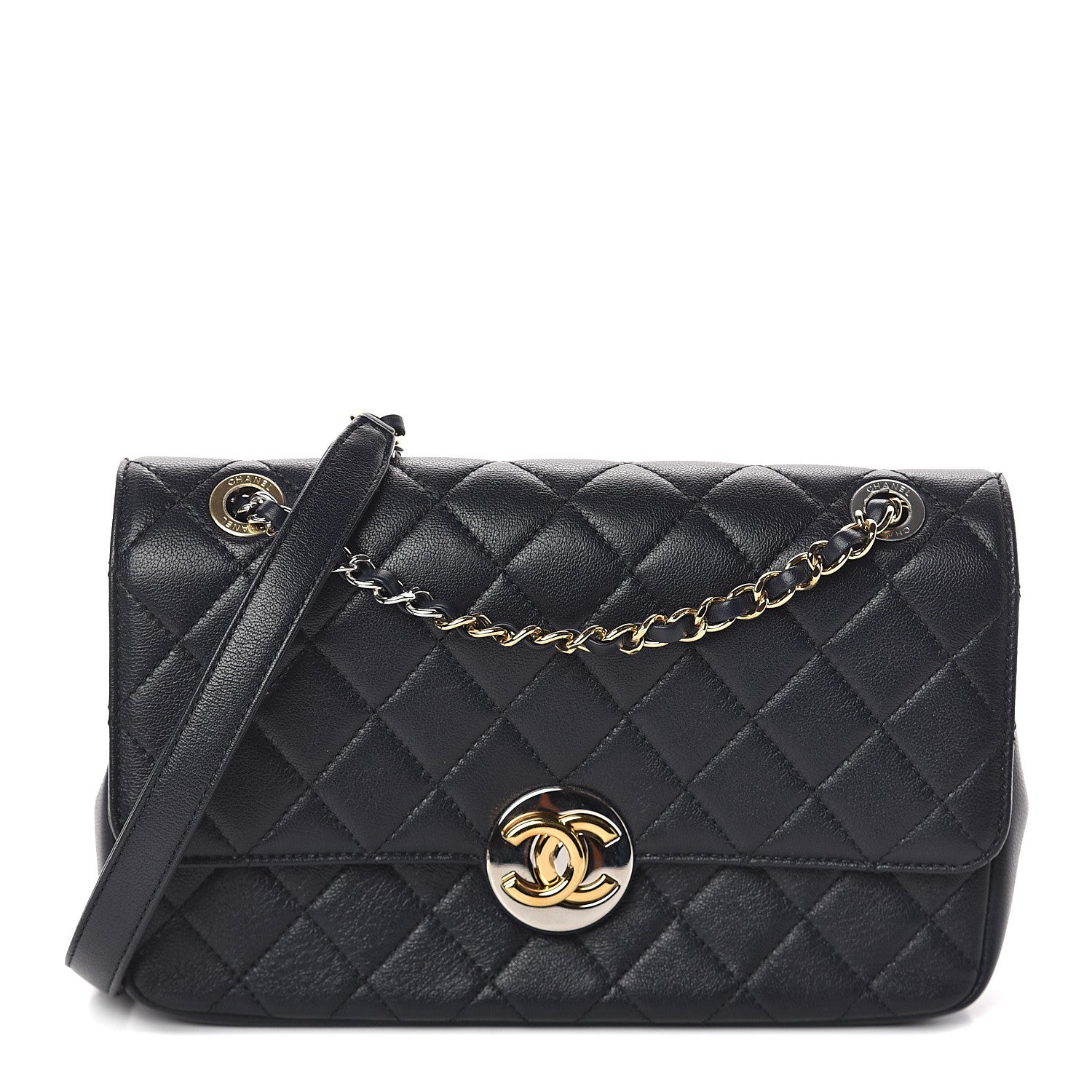 Chanel Calfskin Quilted Mini Rectangular Flap Dark Blue 1 of 8