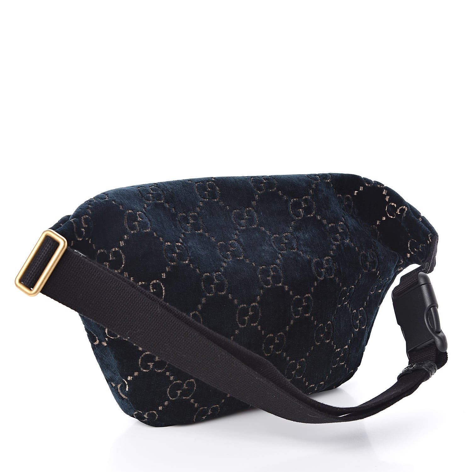 Gucci Velvet GG Monogram Web Belt Bag Blue Beige 3 of 10
