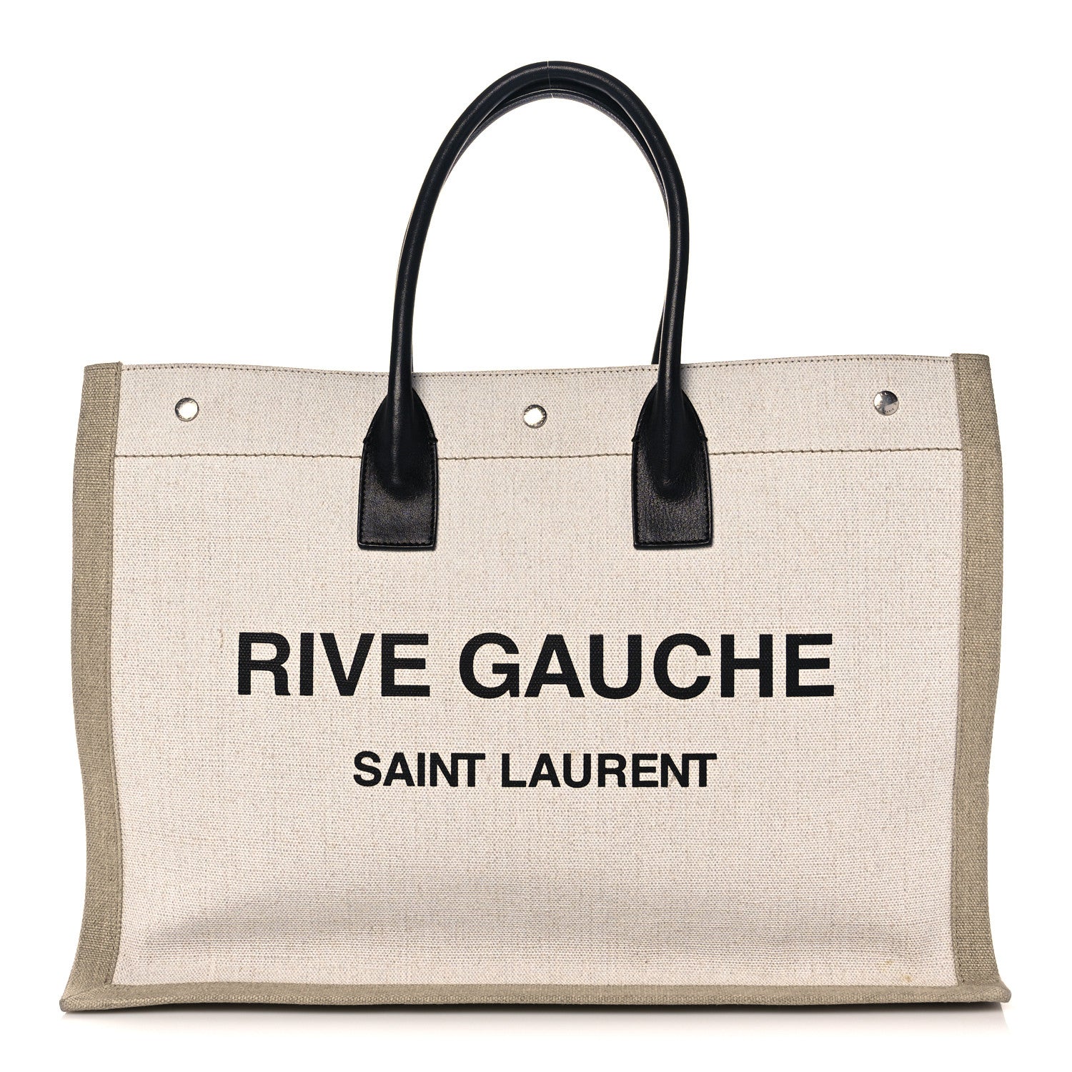 Saint Laurent Linen Calfskin Rive Gauche Tote Optic White 1 of 11