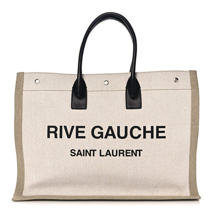 Saint Laurent Linen Calfskin Rive Gauche Tote Optic White 1 of 11