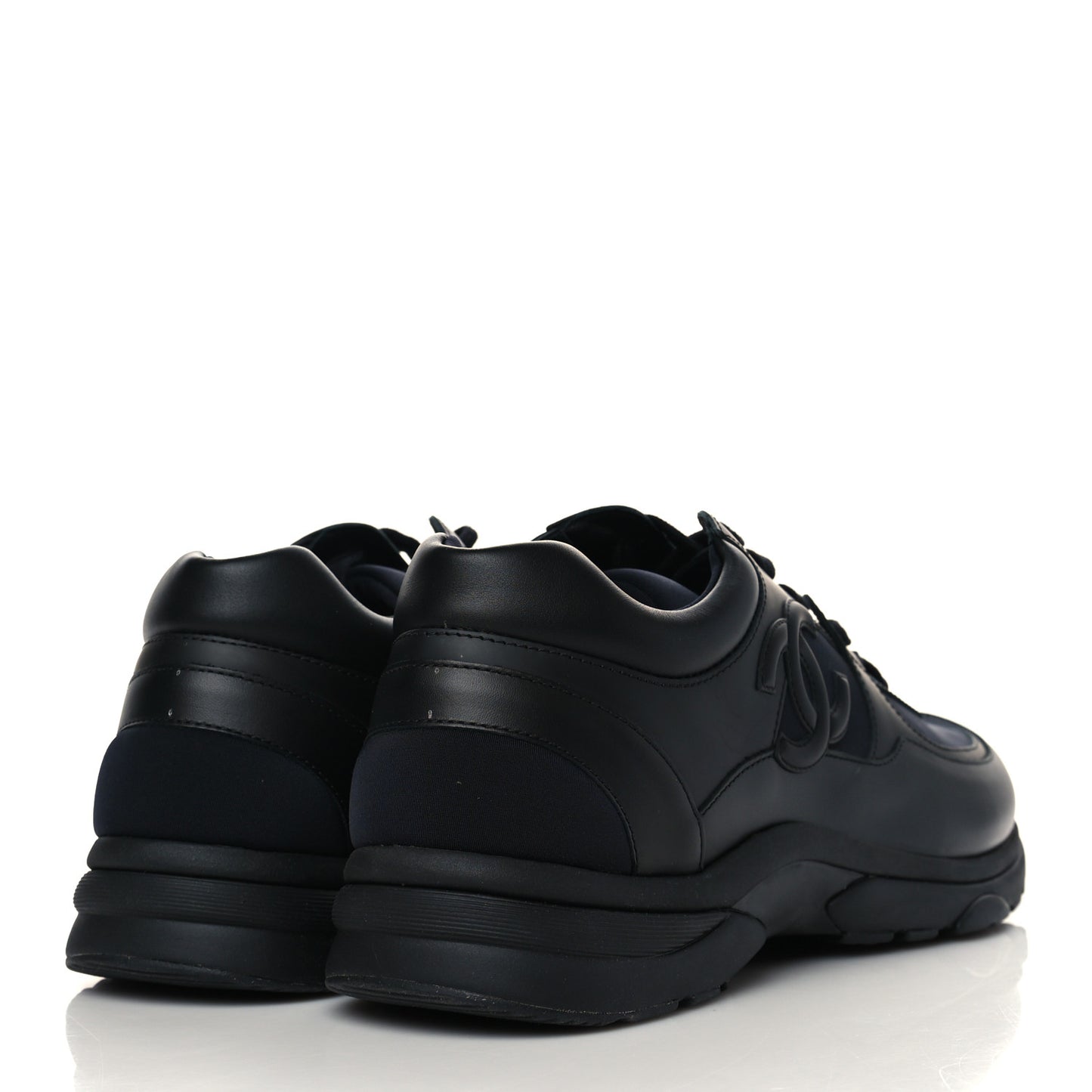 Fabric Calfskin Suede Mens CC Sneakers 45 Black