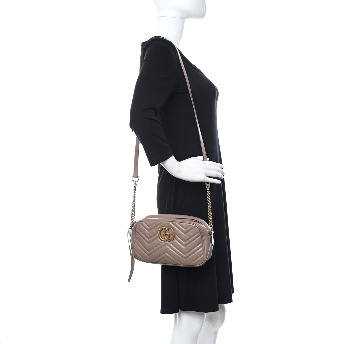 Calfskin Matelasse Small GG Marmont Chain Shoulder Bag Porcelain Rose