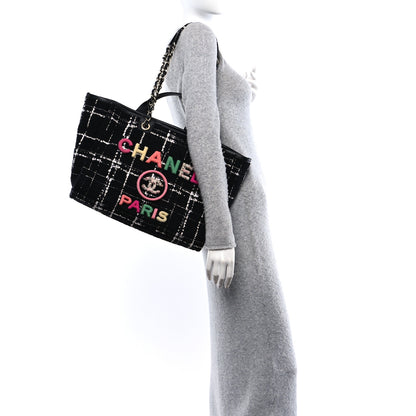 Chanel Tweed Medium Deauville Tote Black White Multicolor 2 of 11