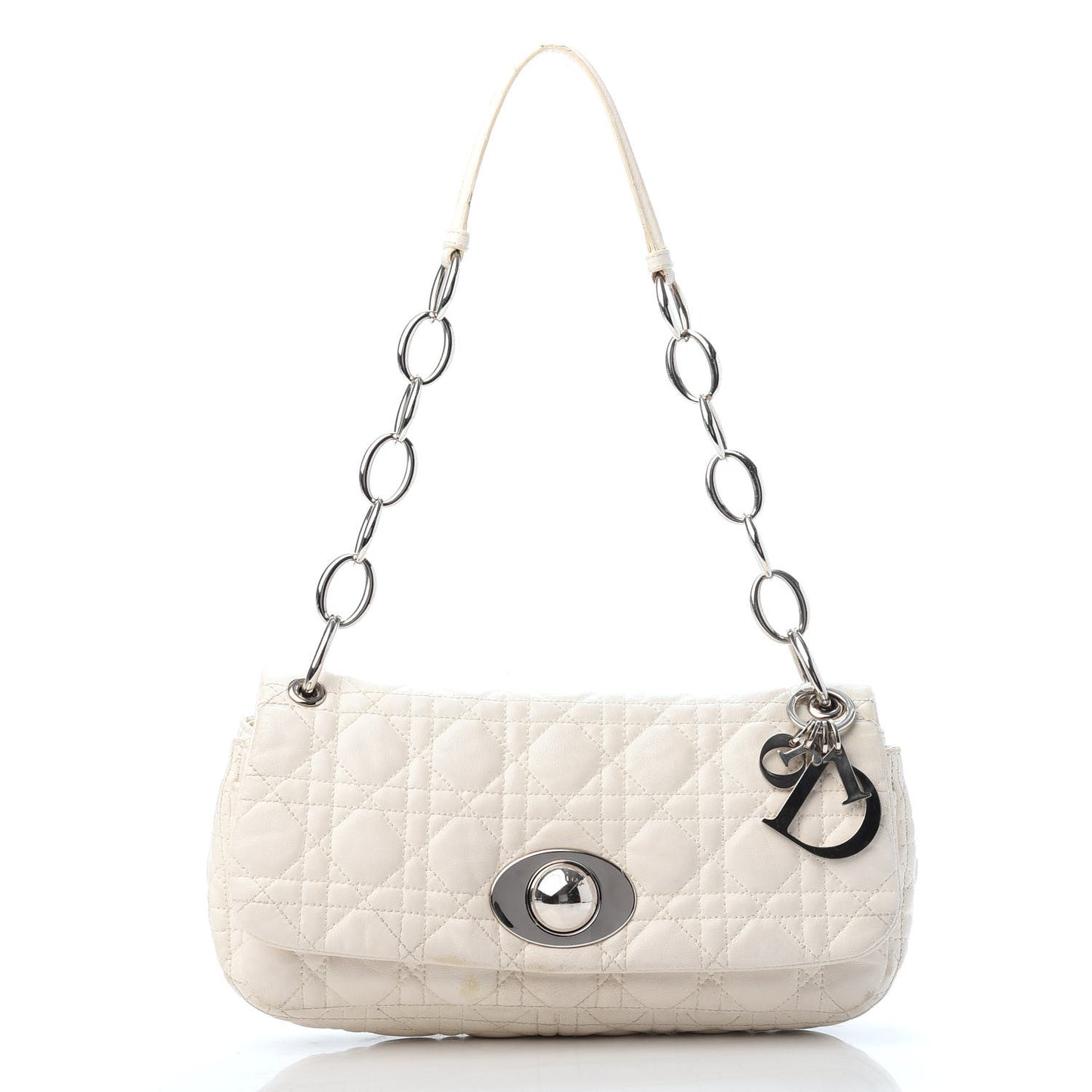 Lambskin Cannage Small Rendezvous Flap White