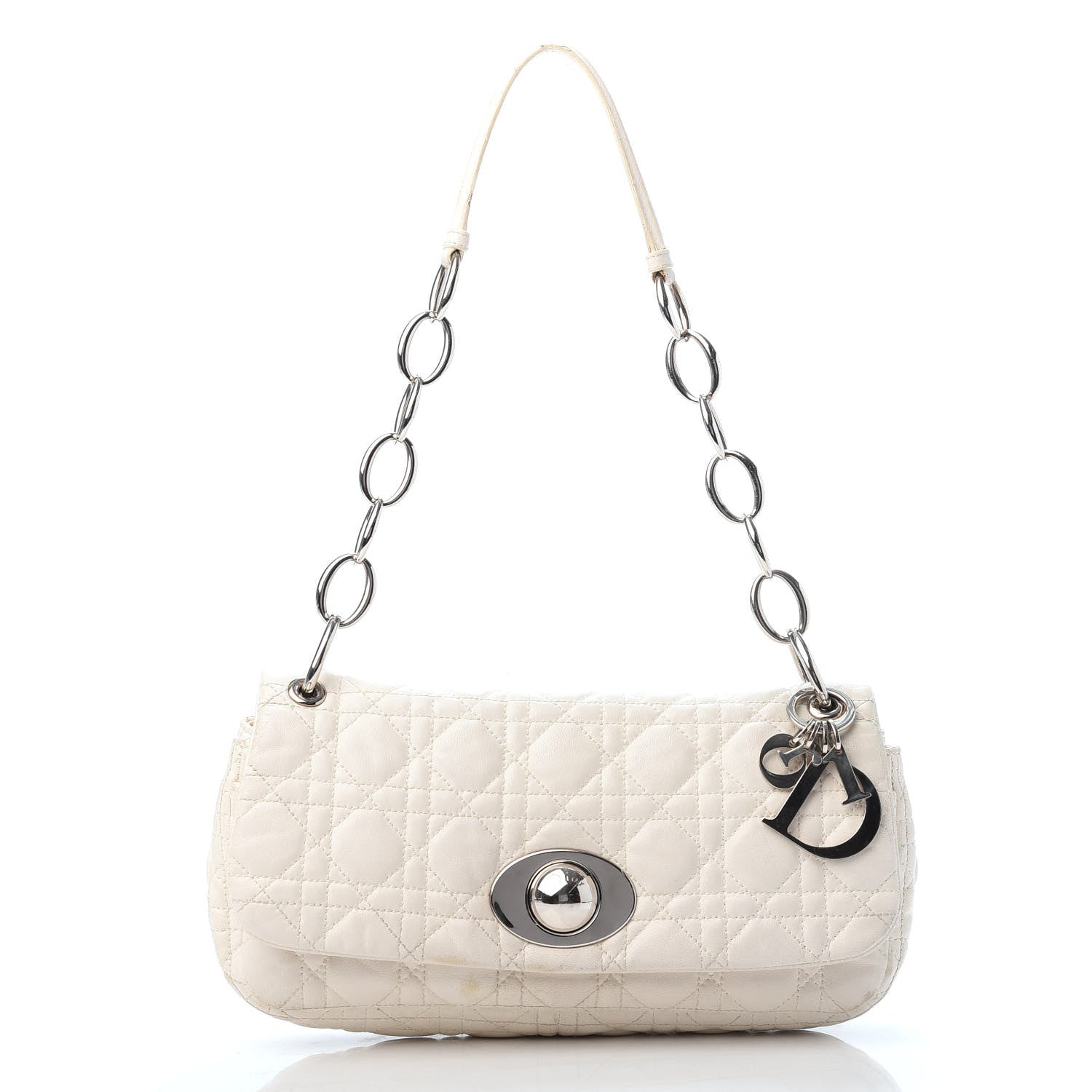 Christian Dior Lambskin Cannage Small Rendezvous Flap White 3 of 11