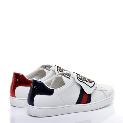 Gucci Calfskin Sequins Web Cat Womens Ace Sneakers 39.5 White 4 of 9