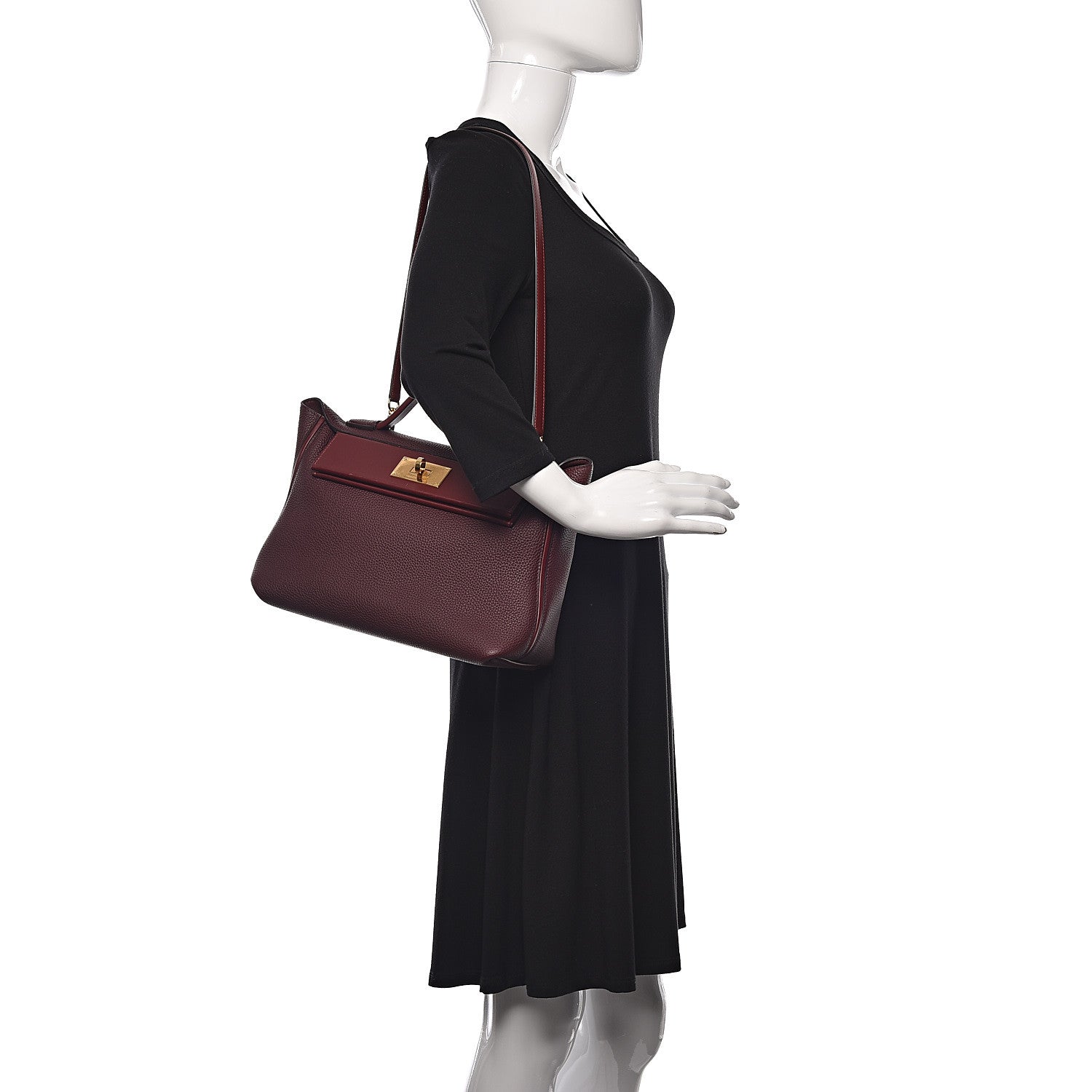 Hermes Togo Sombrero 24/24 29 Bordeaux Rouge H 2 of 15