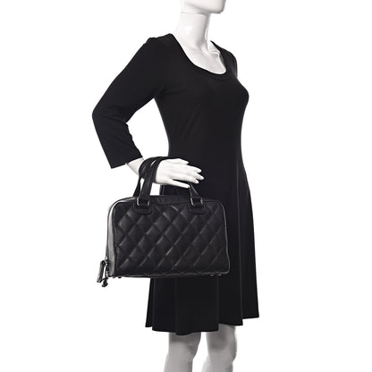 Chanel Calfskin Quilted Top Handle Bag Black 2 of 13
