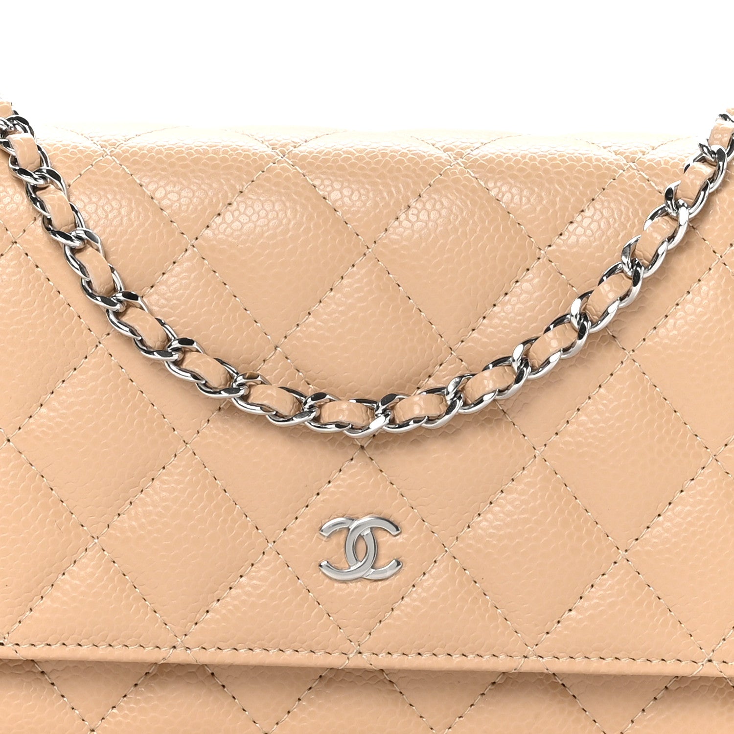 Chanel Caviar Quilted Wallet On Chain WOC Beige 8 of 11