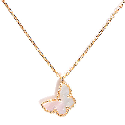 Van Cleef & Arpels 18K Yellow Gold Mother of Pearl Sweet Alhambra Butterfly Pendant Necklace 1 of 8