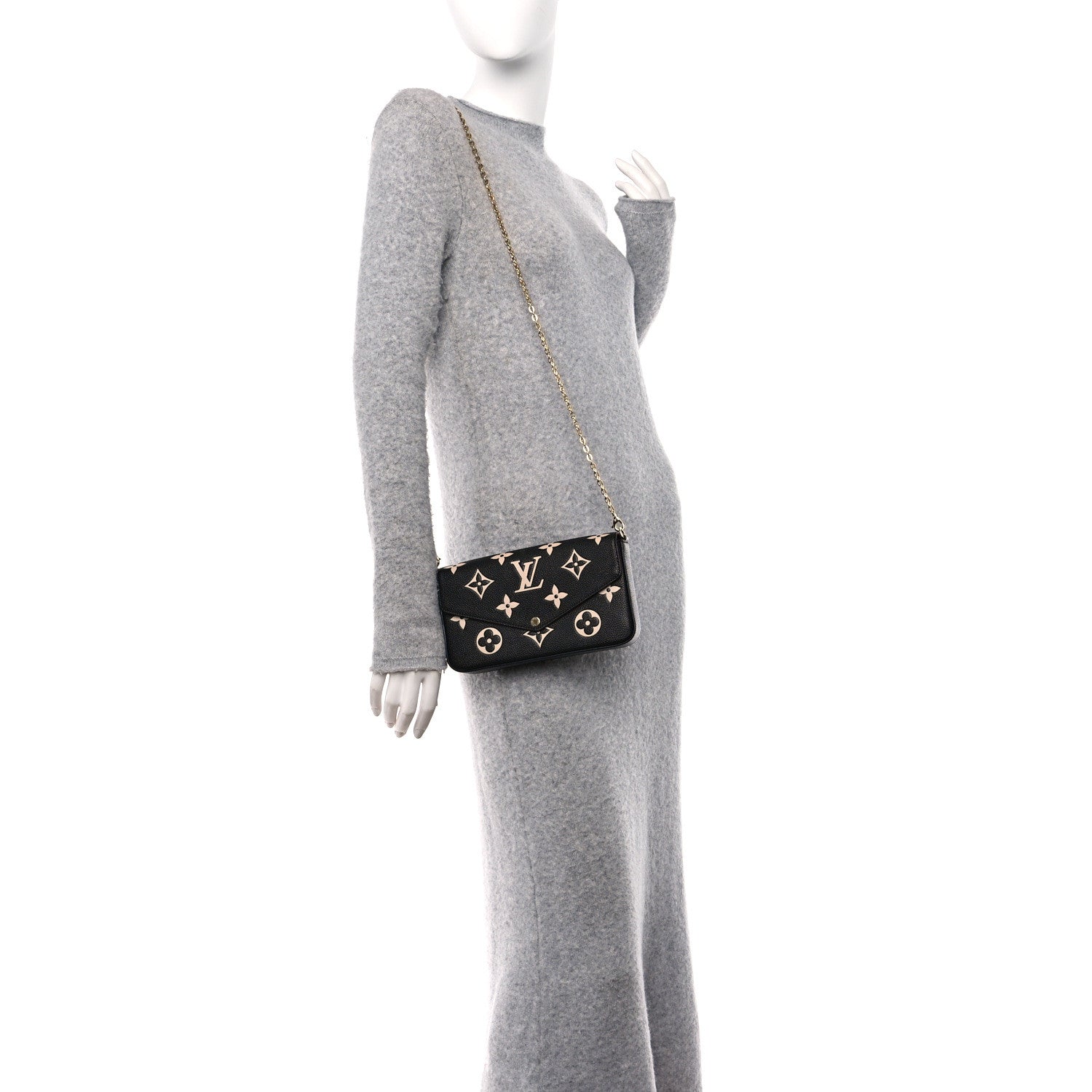 Louis Vuitton Empreinte Monogram Giant Felicie Pochette Black Beige 2 of 11