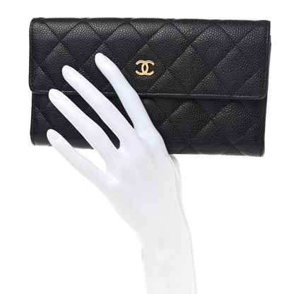 Chanel Caviar Quilted Large Gusset Flap Wallet Black 2 of 9
