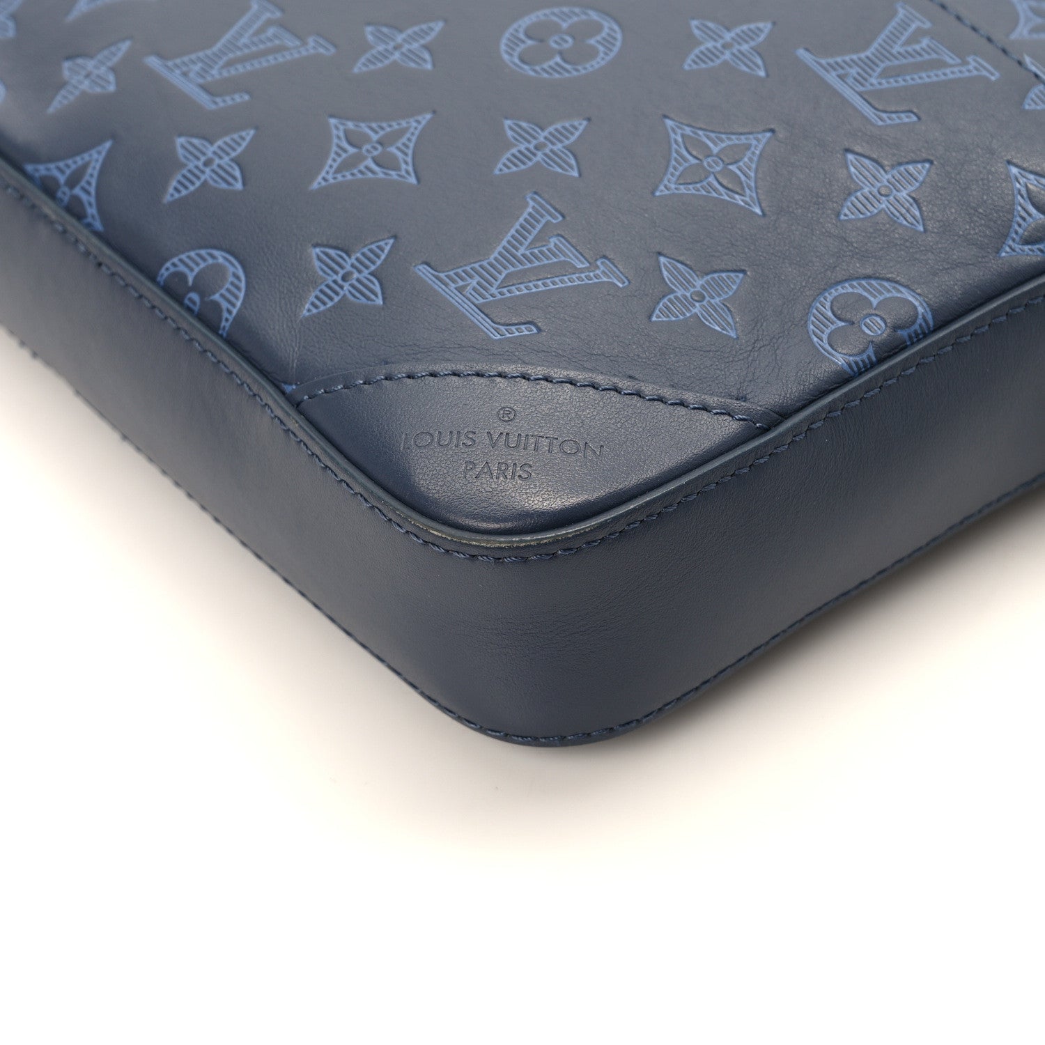 Louis Vuitton Calfskin Monogram Shadow Duo Messenger Navy Blue 11 of 12