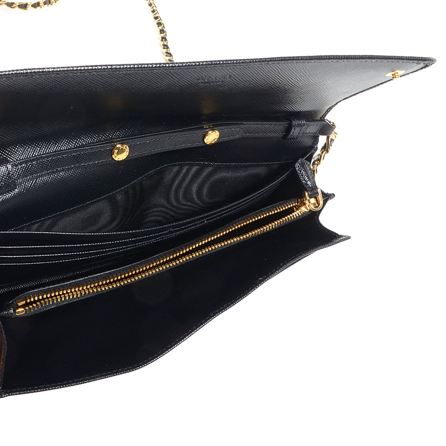 Saffiano Metal Oro Chain Wallet Nero Black