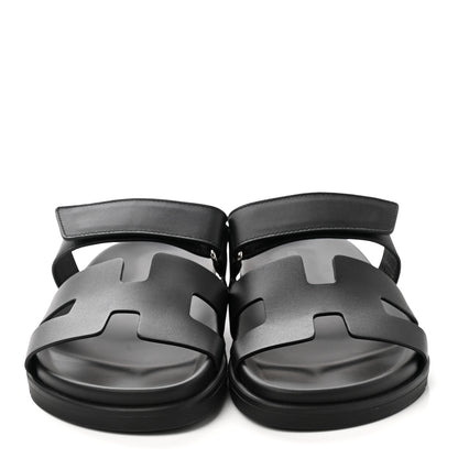 Hermes Calfskin Womens Chypre Sandals 39 Black 2 of 9