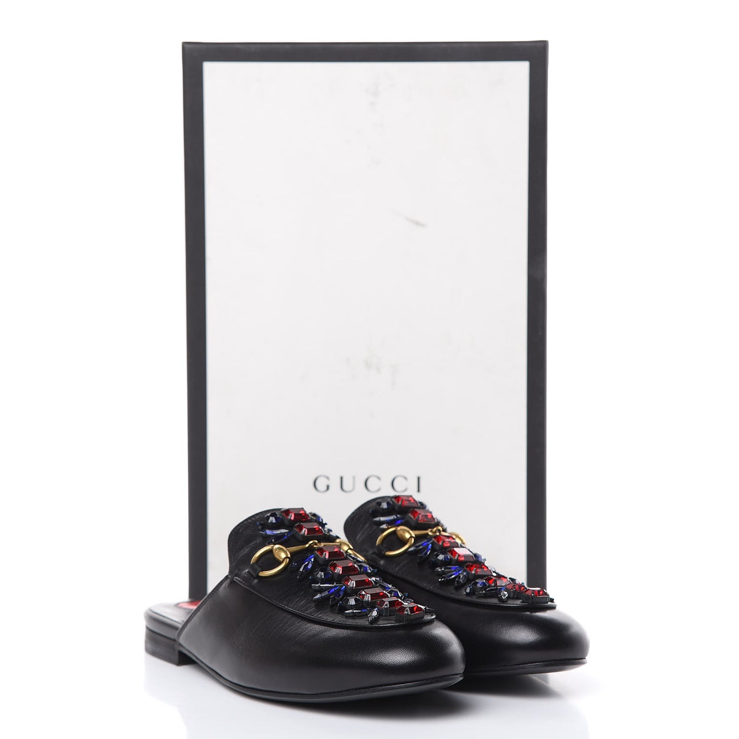Malaga Kid Crystal Embroidered Womens Princetown Slippers 36.5 Black