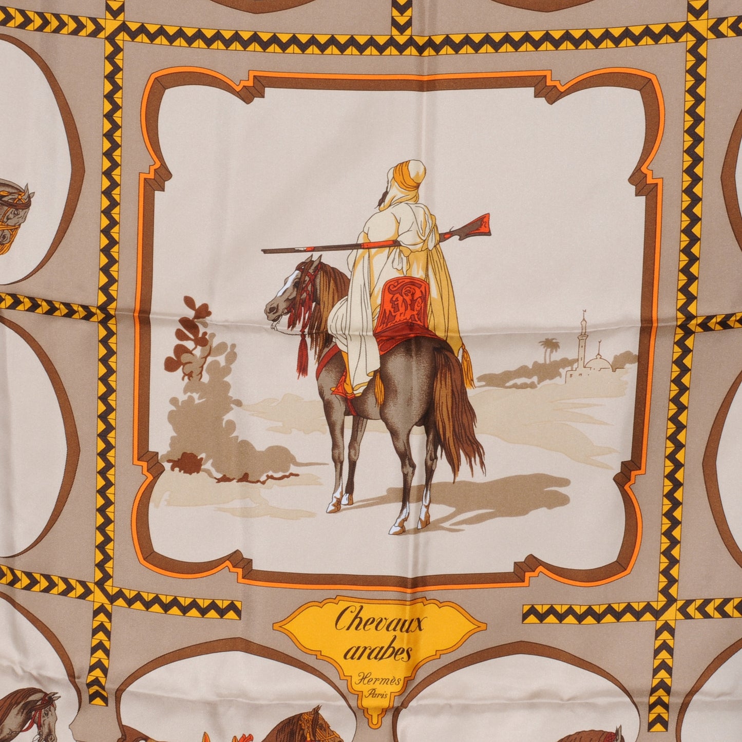 Silk Chevaux Arabes Scarf 90