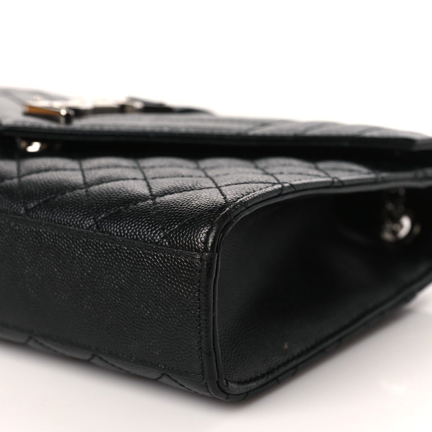 Grain De Poudre Textured Mixed Matelasse Triquilt Medium Monogram Satchel Black