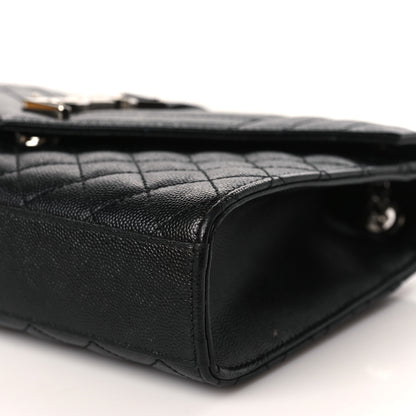 Saint Laurent Grain De Poudre Textured Mixed Matelasse Triquilt Medium Monogram Satchel Black 7 of 7