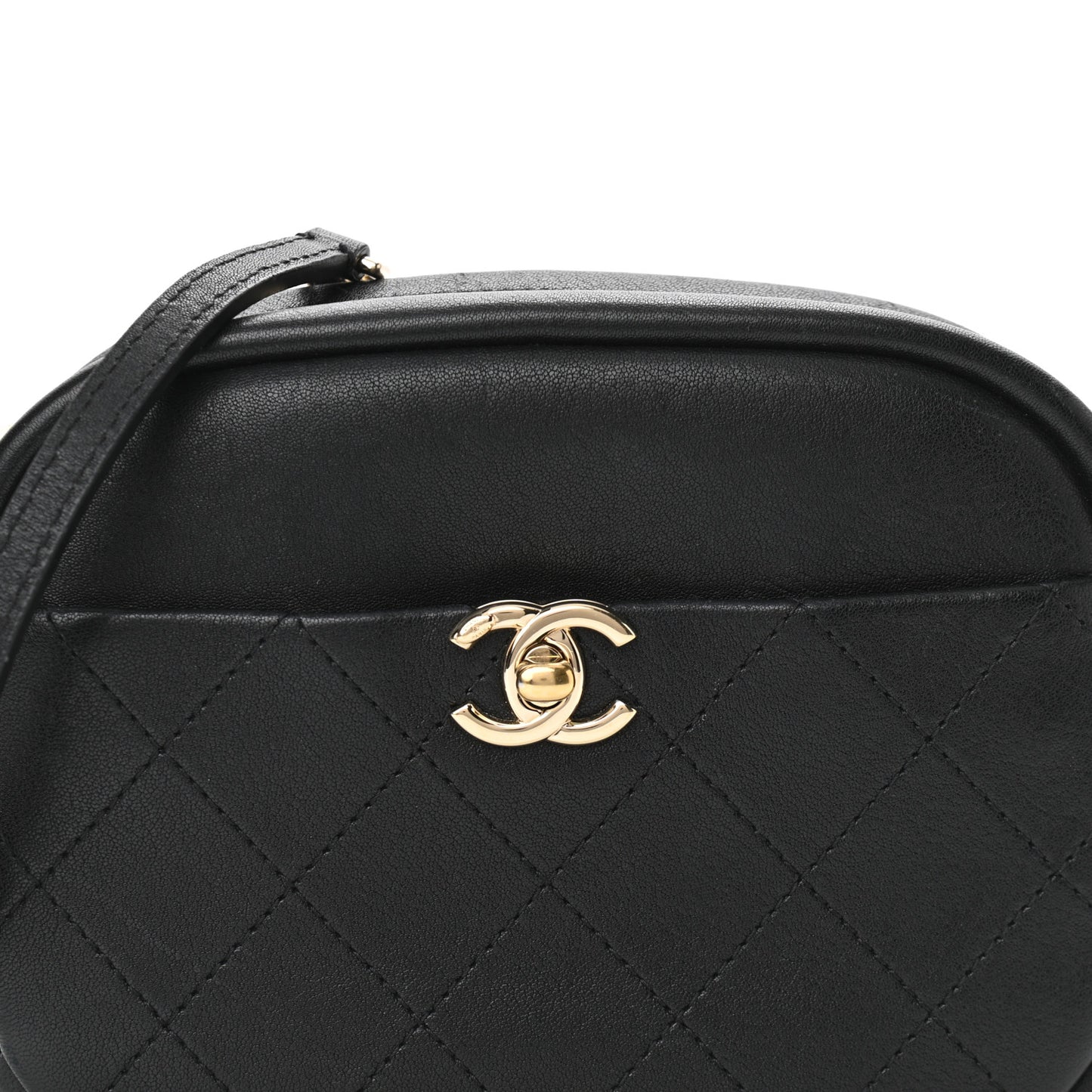 Goatskin Quilted Small Casual Trip Camera Case Black