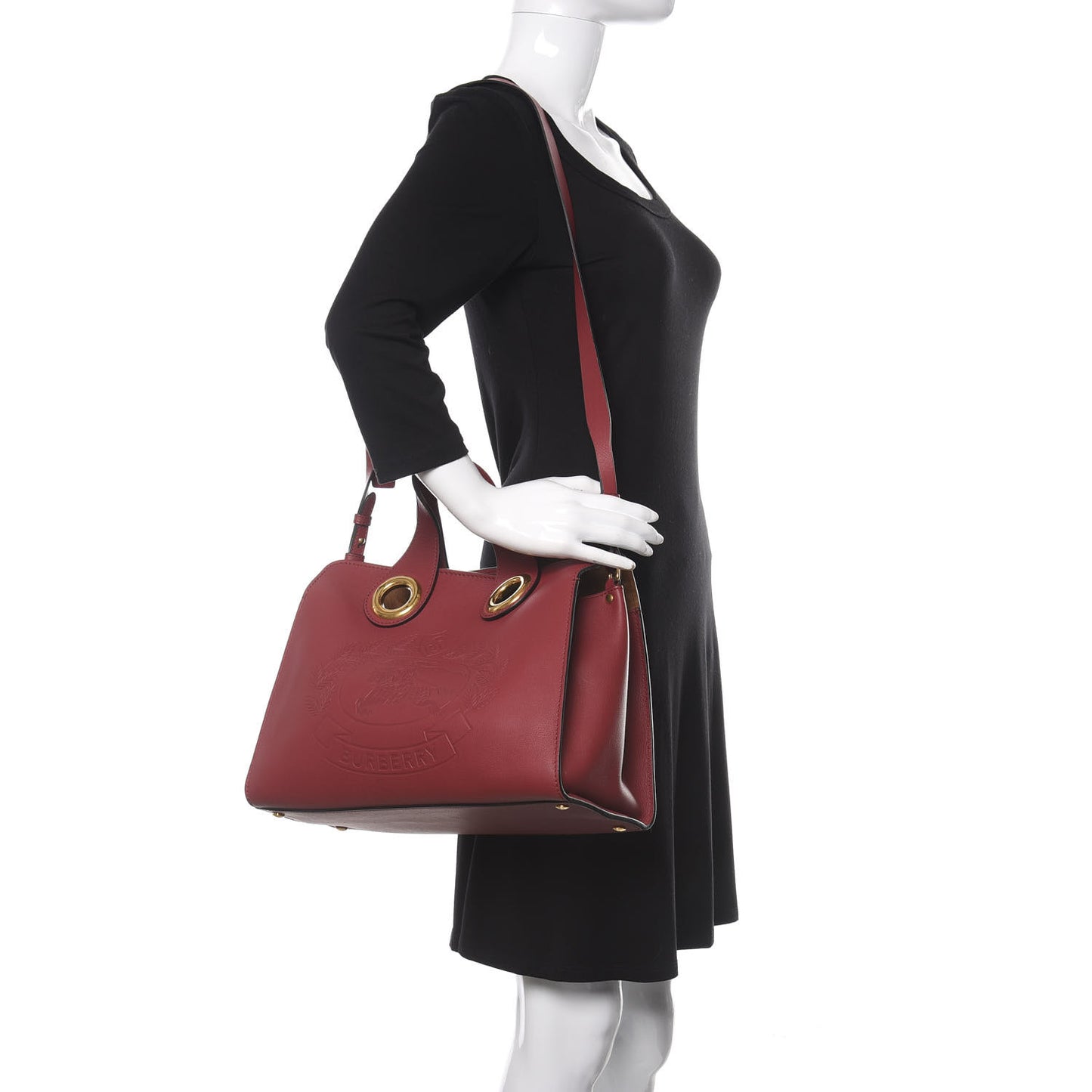 Smooth Calfskin Small Grommet Embossed Crest Bag Red
