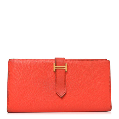 Hermes Epsom Bearn Gusset Wallet Orange Poppy 1 of 7