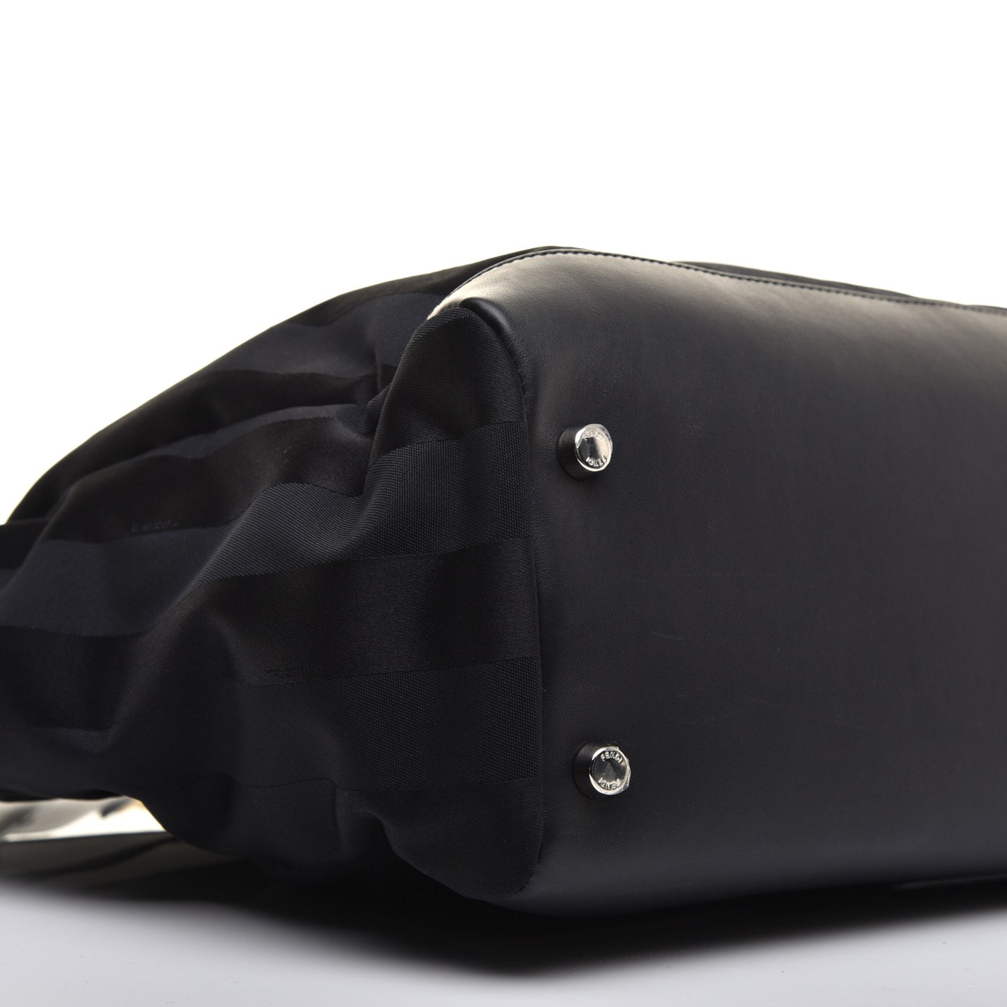 Recycled Nylon Vitello Grace Light Pequin Logo Medium Peekaboo Iconic Satchel Black Sunflower