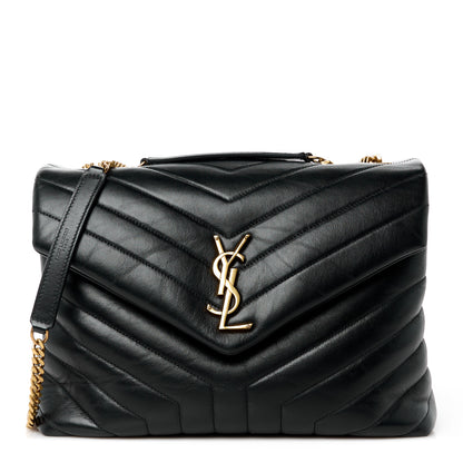Saint Laurent Calfskin Y Quilted Monogram Medium Loulou Chain Satchel Black 1 of 13
