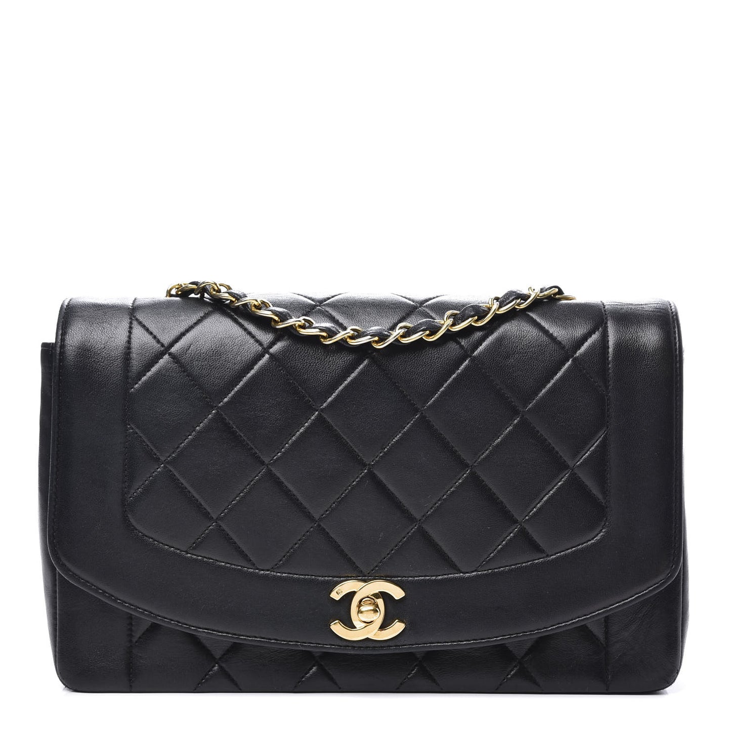 Lambskin Quilted Medium Single Flap Black