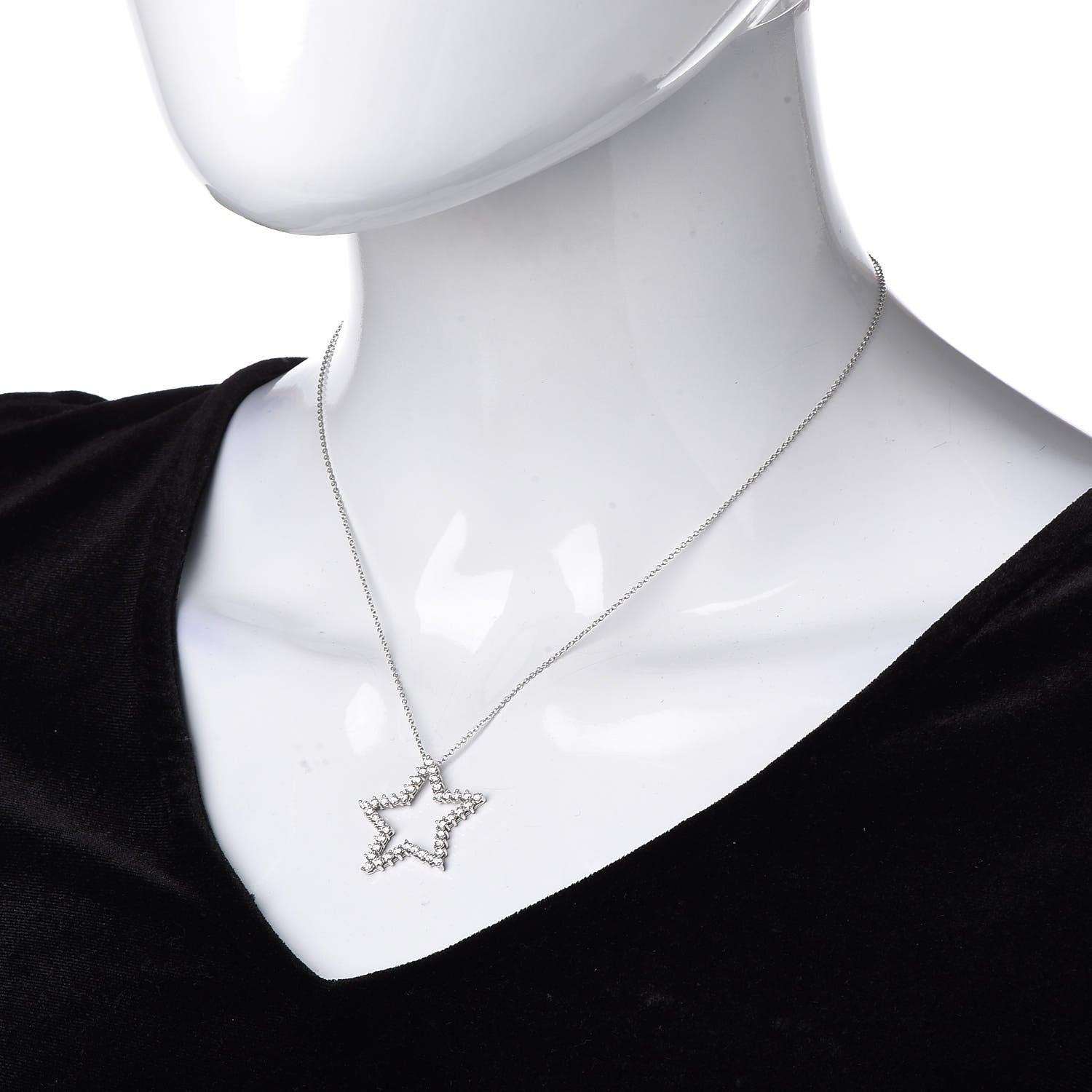 Tiffany Platinum Diamond Star Pendant Necklace 2 of 6