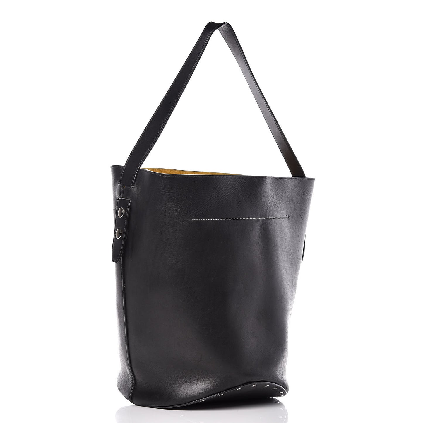 Natural Calfskin Biker Bucket Shoulder Bag Black Sunflower