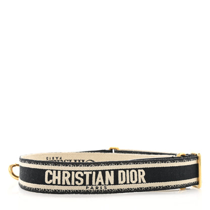Christian Dior Canvas Embroidered Shoulder Strap Black 2 of 5