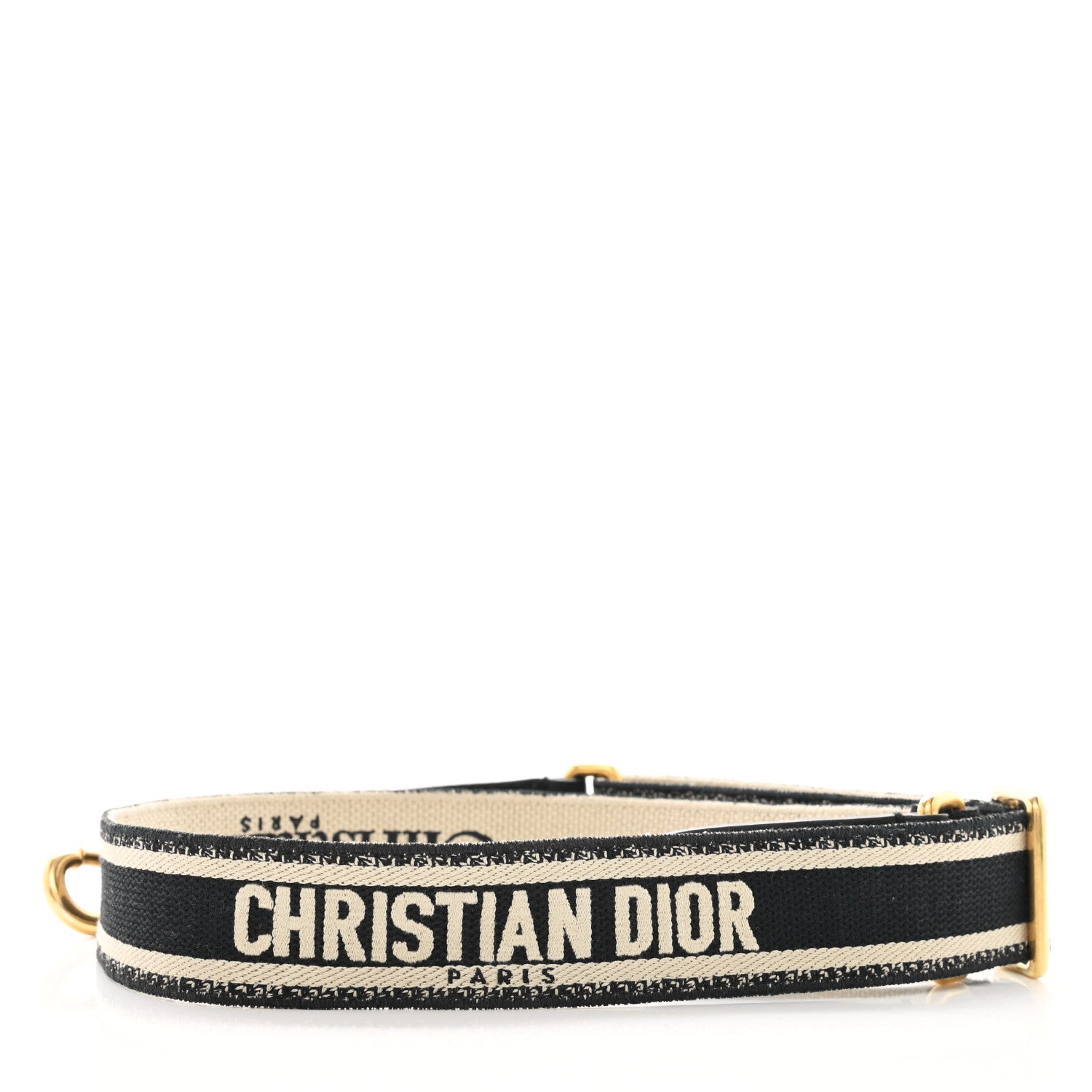Christian Dior Canvas Embroidered Shoulder Strap Black 2 of 5