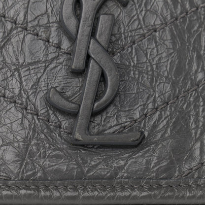 Saint Laurent Crinkled Calfskin Matelasse Monogram Medium Niki Chain Satchel Storm 6 of 7