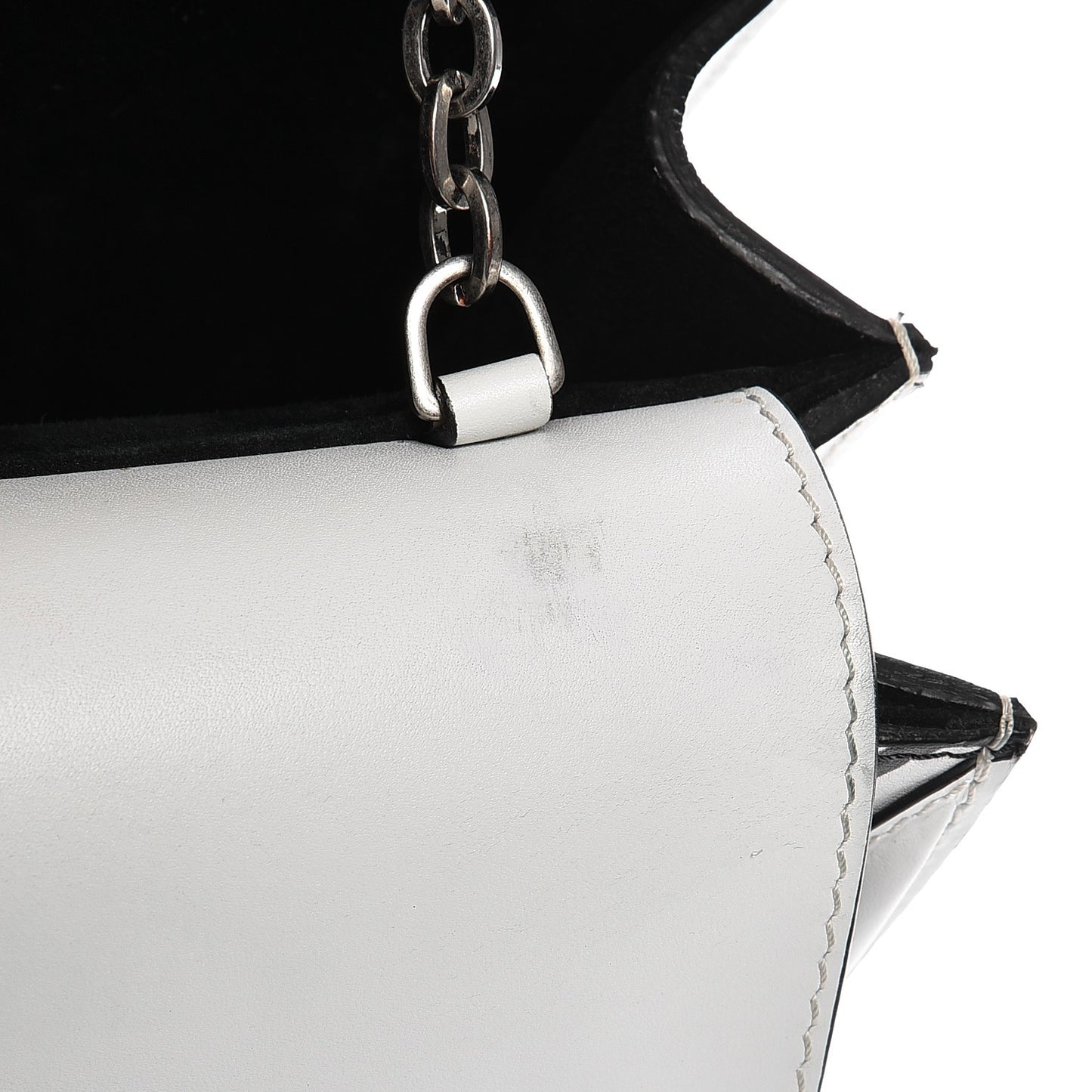 Calfskin Heroine Chain Satchel Ivory Black