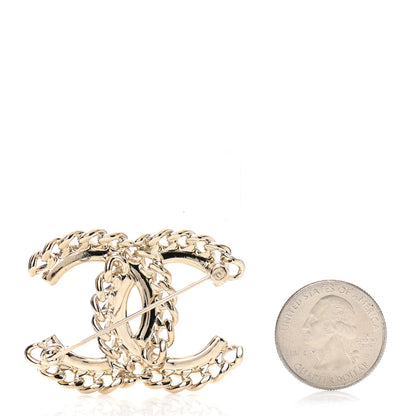 Chanel Crystal Chain CC Brooch Gold 2 of 4