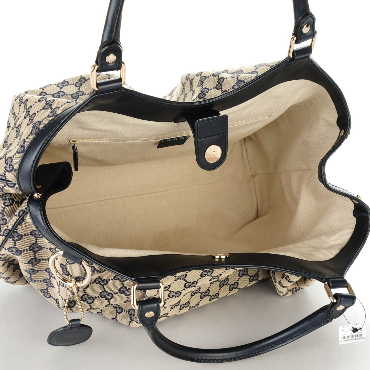 Monogram Calfskin Large Sukey Tote Beige Blue