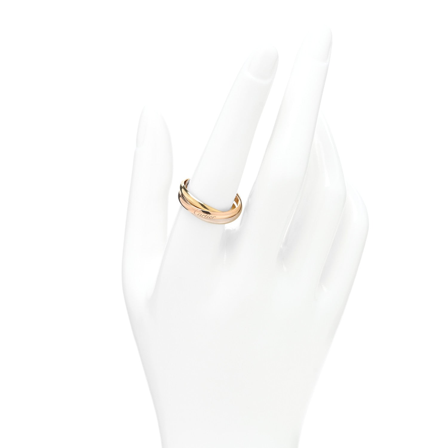 Cartier 18K Pink Yellow White Gold Small Trinity Ring 57 8 2 of 5