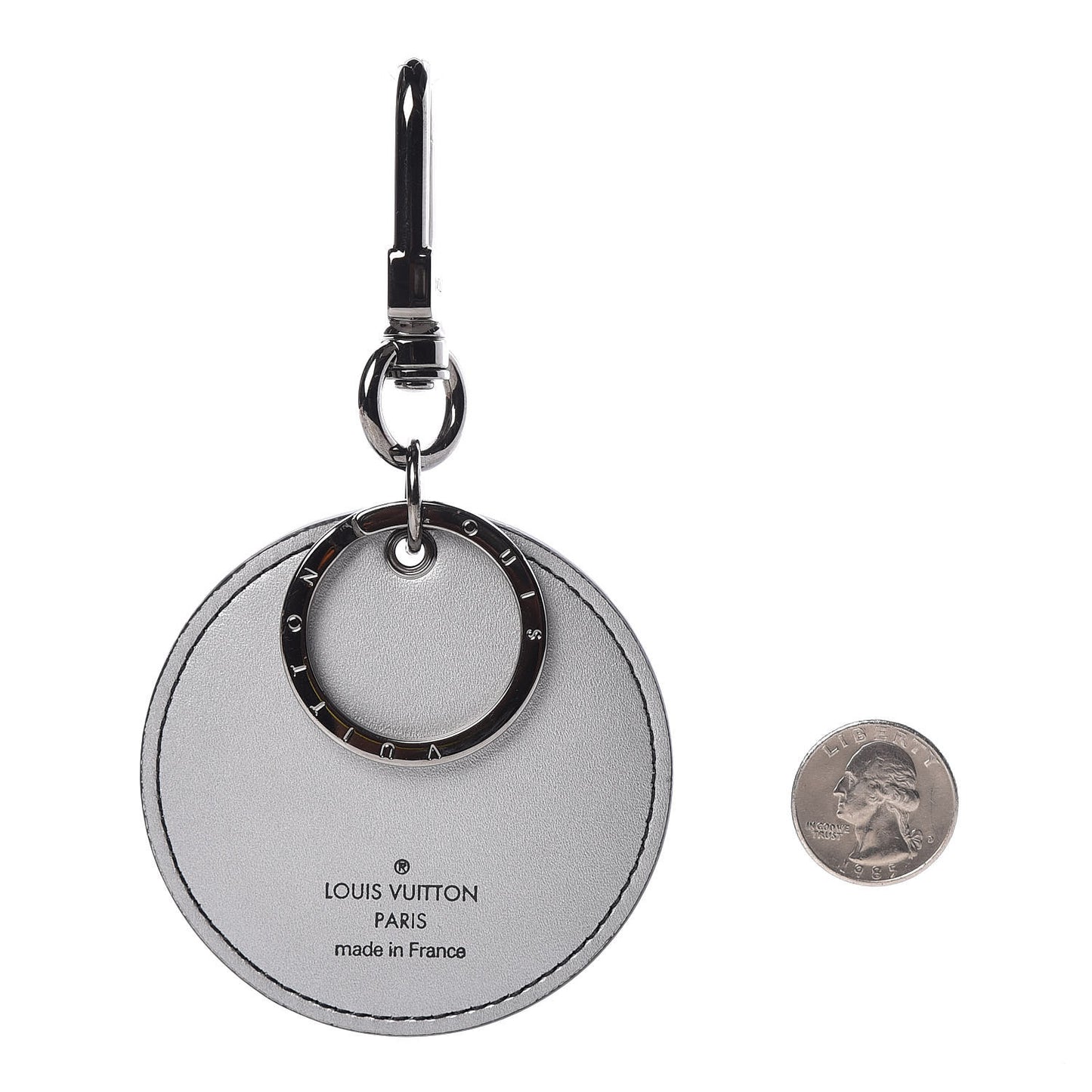 Metallic Monogram LV Bag Charm Key Holder Silver