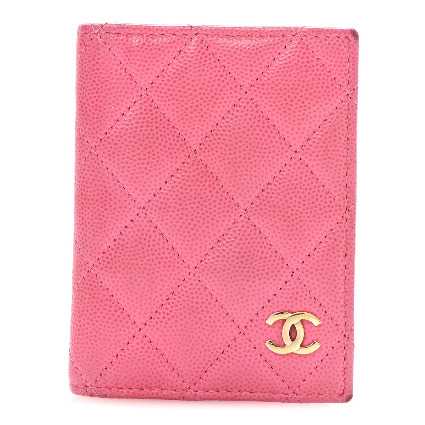 Caviar Quilted Card Holder Wallet Pink
