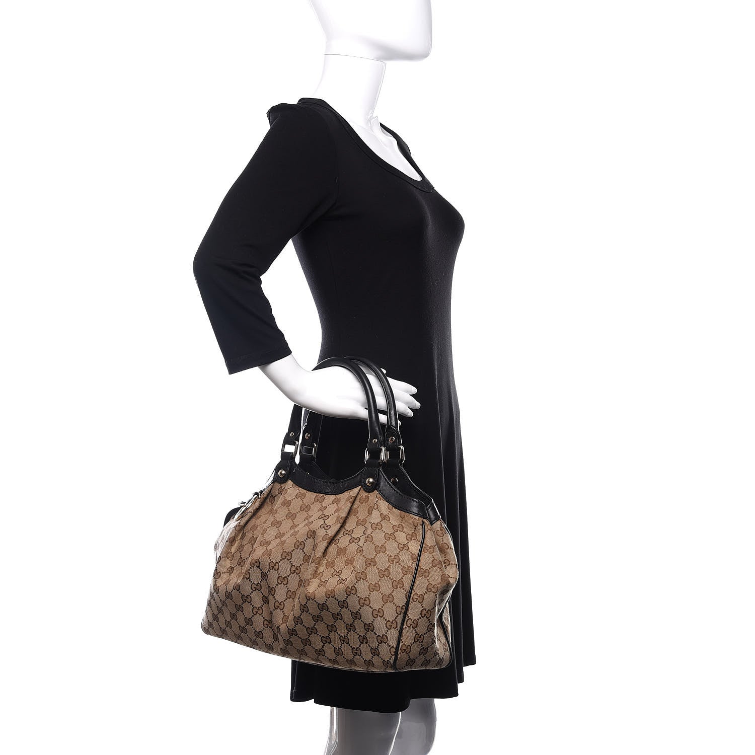 Gucci Monogram Medium Sukey Tote Black 2 of 10