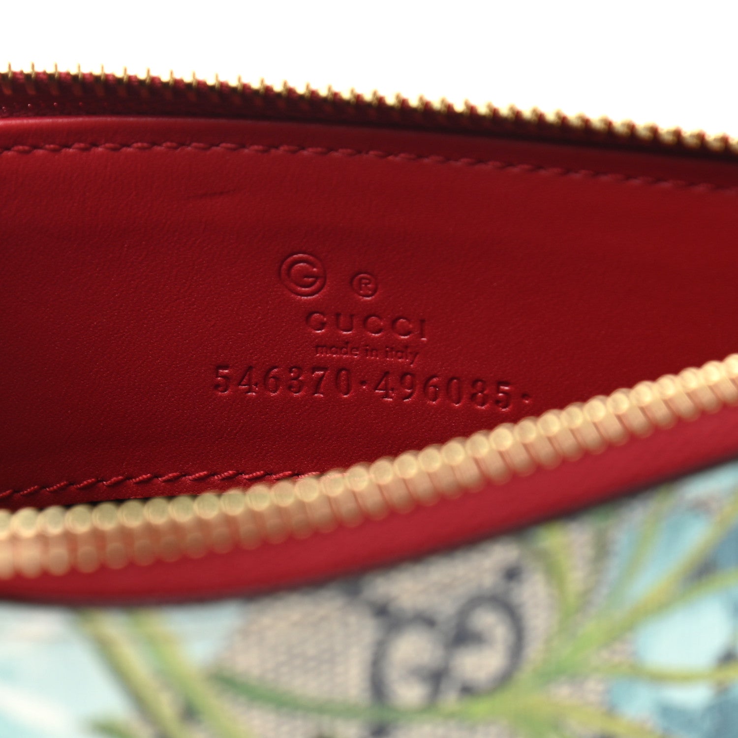 Gucci GG Supreme Monogram Blooms Small Zip Pouch Beige Blue Hibiscus Red 6 of 7