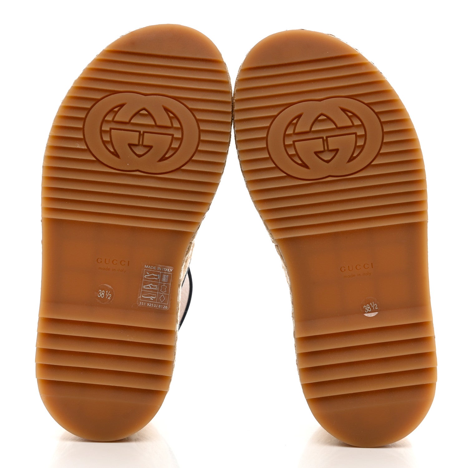 Gucci Raffia Nappa GG Monogram Angelina Platform Slingback Sandals 39.5 Natural Great White Blue Agata 5 of 11