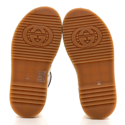 Gucci Raffia Nappa GG Monogram Angelina Platform Slingback Sandals 39.5 Natural Great White Blue Agata 5 of 11
