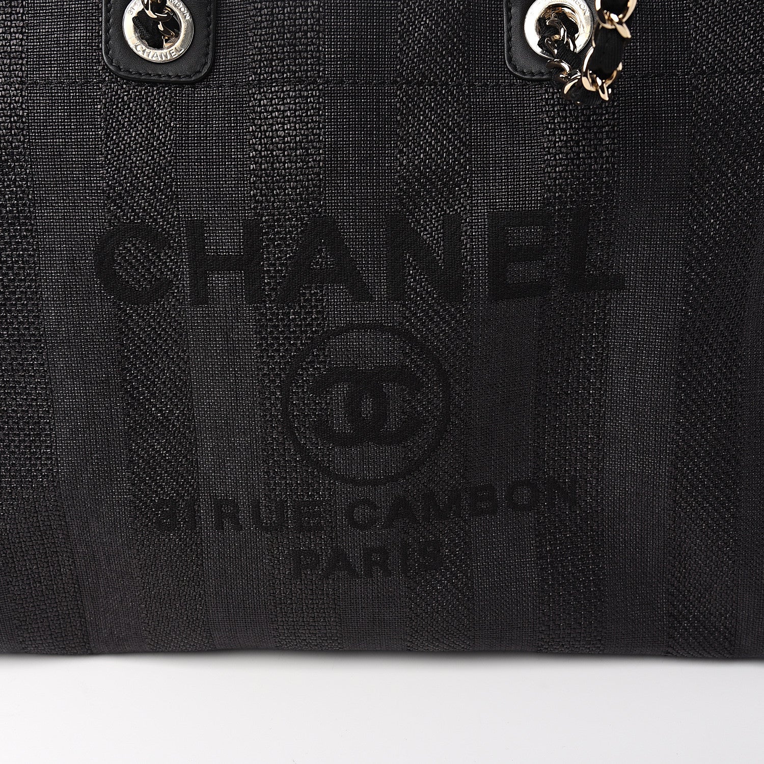 Chanel Mixed Fibers Calfskin Striped Medium Deauville Tote Black 9 of 10